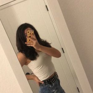 Woman’s Petite White Tank Top with Frilly Design